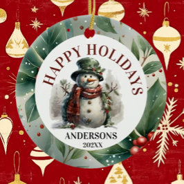 雪だるまホリデー クリスマスの願い セラミックオーナメント