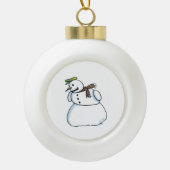 雪だるまホワイトセラミッククリスマスボールオーナメント セラミックボールオーナメント (正面)