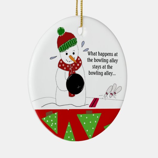 雪だるまボウリングをする人、 クリケットの投手 セラミックオーナメント (右)