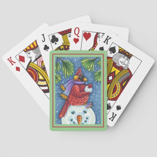 雪だるまボディガード、クリスマス（鳥）ショウジョウコウカンチョウレッドバード トランプ (裏面)