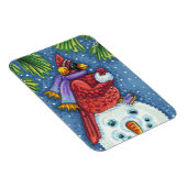 雪だるまボディガード、クリスマス（鳥）ショウジョウコウカンチョウレッドバード マグネット (右側)