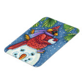 雪だるまボディガード、クリスマス（鳥）ショウジョウコウカンチョウレッドバード マグネット (左側)