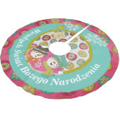 雪だるまポーランドメリークリスマスツリースカート ブラッシュドポリエステルツリースカート (アングル)