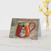 雪だるまマグおもしろいお洒落クリスマスカード カード (黄色い花)