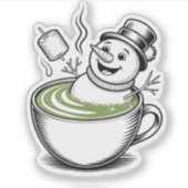 雪だるまマチャクリスマスにお風呂に シール (正面)