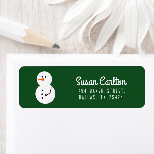 雪だるまミニマリストグリーンクリスマスホリデー ラベル (インサイチュ)