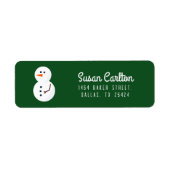 雪だるまミニマリストグリーンクリスマスホリデー ラベル (正面)