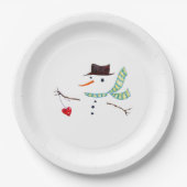 雪だるまミニマル冬パーティー ペーパープレート (正面)