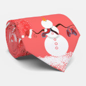 雪だるまムーンタイを見上げる ネクタイ (ロール)