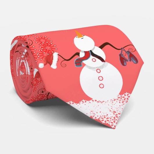 雪だるまムーンタイを見上げる ネクタイ (ロール)