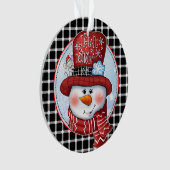 雪だるまメモリ：カスタマイズ可能な雪だるまクリスマス オーナメント (正面)