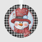 雪だるまメモリ：カスタマイズ可能な雪だるまクリスマス オーナメント (裏面)