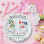 雪だるまメリーおもしろいクリスマスの結晶の雪の結晶 ペーパープレート (パーティー)