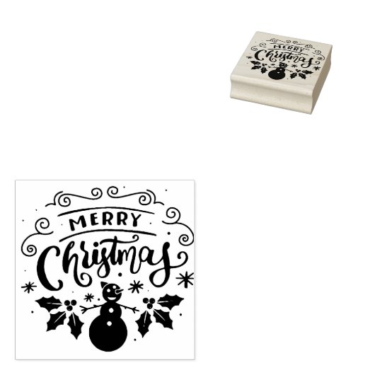 雪だるまメリークリスマスエレガント冬休み ラバースタンプ (押印)