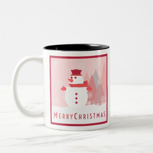 雪だるまメリークリスマスカード ツートーンマグカップ (左)