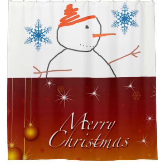 雪だるまメリークリスマスシャワーカーテン シャワーカーテン (正面)
