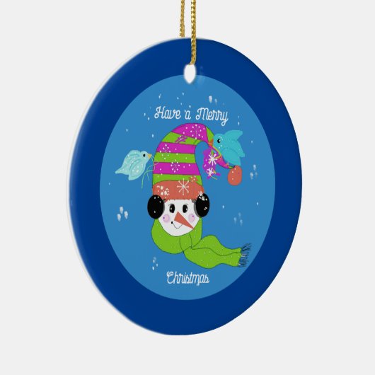 雪だるまメリークリスマスセラミックオーナメント セラミックオーナメント (右)