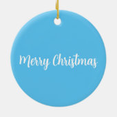 雪だるまメリークリスマスツリーオーナメントインブルー セラミックオーナメント (裏面)