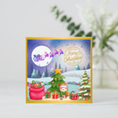 雪だるまメリークリスマスツリーギフト&ハッピーニューイヤー カード (スタンド正面)