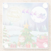 雪だるまメリークリスマスツリーギフト&ハッピーニューイヤー ガラスコースター (裏面)