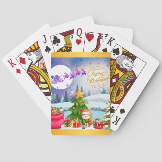 雪だるまメリークリスマスツリーギフト&ハッピーニューイヤー トランプ (裏面)