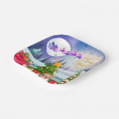 雪だるまメリークリスマスツリーギフト&ハッピーニューイヤー ペーパープレート (傾斜あり)