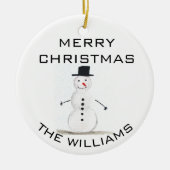 雪だるまメリークリスマスフェスティバル冬かわいい セラミックオーナメント (正面)