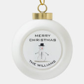 雪だるまメリークリスマスフェスティバル冬かわいい セラミックボールオーナメント (正面)