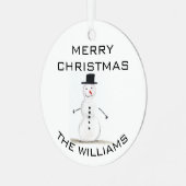 雪だるまメリークリスマスフェスティバル冬かわいい メタルオーナメント (正面左)