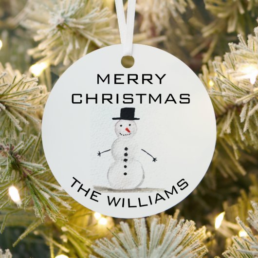 雪だるまメリークリスマスフェスティバル冬かわいい メタルオーナメント (インサイチュ)