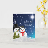 雪だるまメリークリスマスホリデーグリーティング カード (黄色い花)