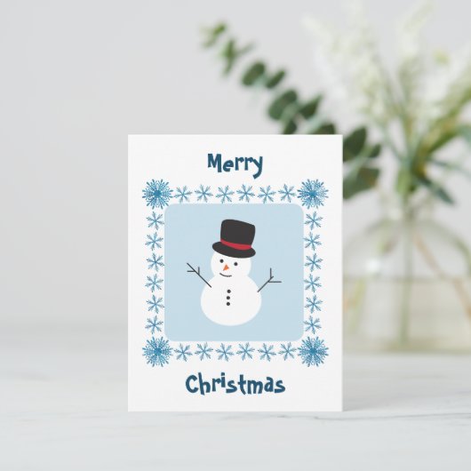 雪だるまメリークリスマス冬のグリーティングカード シーズンカード (スタンド正面)