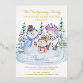 雪だるまメリーズニューホームフォーホリデーズ金ゴールド 箔シーズンカード (正面)