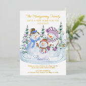 雪だるまメリーズニューホームフォーホリデーズ金ゴールド 箔シーズンカード (立ち正面)