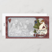 雪だるまメルトマイクリスマスフォトハートカード シーズンカード (正面/裏面)