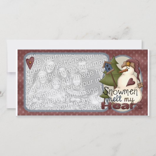 雪だるまメルトマイクリスマスフォトハートカード シーズンカード (正面)