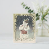 雪だるまメールマンレタースノーシャムロック ポストカード (スタンド正面)