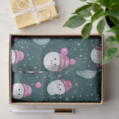 雪だるまモダンオーナメントピンクと緑のクリスマス 薄葉紙 (ギフト)