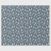 雪だるまモダンクリスマスツリーズグリーンクリスマス ラッピングペーパー (フラット)