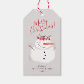 雪だるまモダンクリスマスリースと金ゴールドファミリー ギフトタグ (正面)