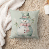 雪だるまモダングリーンウォーター色 クッション (ブランケット)