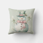 雪だるまモダングリーンウォーター色 クッション (裏面)