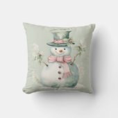 雪だるまモダングリーンウォーター色 クッション (正面)