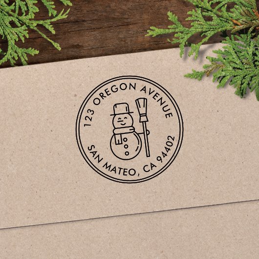 雪だるまモダンホリデーラウンド差出人住所 セルフインキングスタンプ