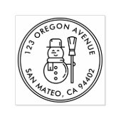 雪だるまモダンホリデーラウンド差出人住所 セルフインキングスタンプ (デザイン)