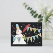 雪だるまモダン愛、喜び、平和 シーズンポストカード (スタンド正面)