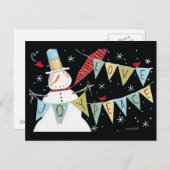 雪だるまモダン愛、喜び、平和 シーズンポストカード (正面/裏面)