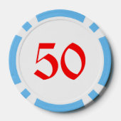 雪だるまライトブルー50ストライプのトランプのポーカーチップ ポーカーチップ (裏面)