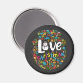 雪だるまラブクリスマスデコレーション マグネット (正面/裏面)