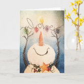 雪だるまラブ – 折り畳みカード カード (黄色い花)